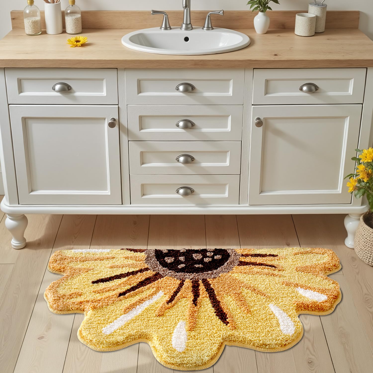 LUMI Floral Bath Mat absorbent microfiber detail ideal for damp floors.