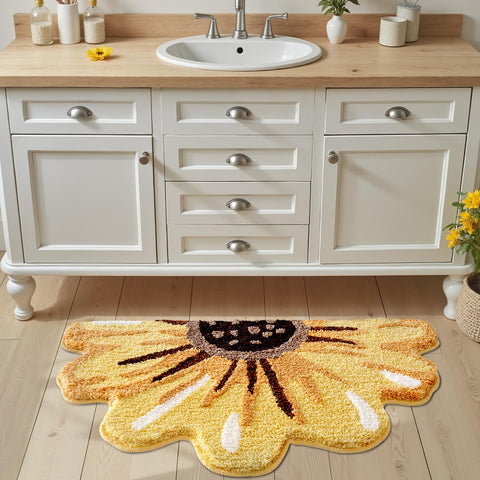 LUMI Floral Bath Mat absorbent microfiber detail ideal for damp floors.