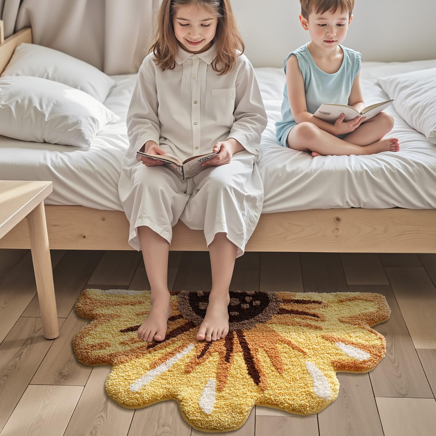 LUMI Floral Bath Mat placed by the door for quick step-in comfort.