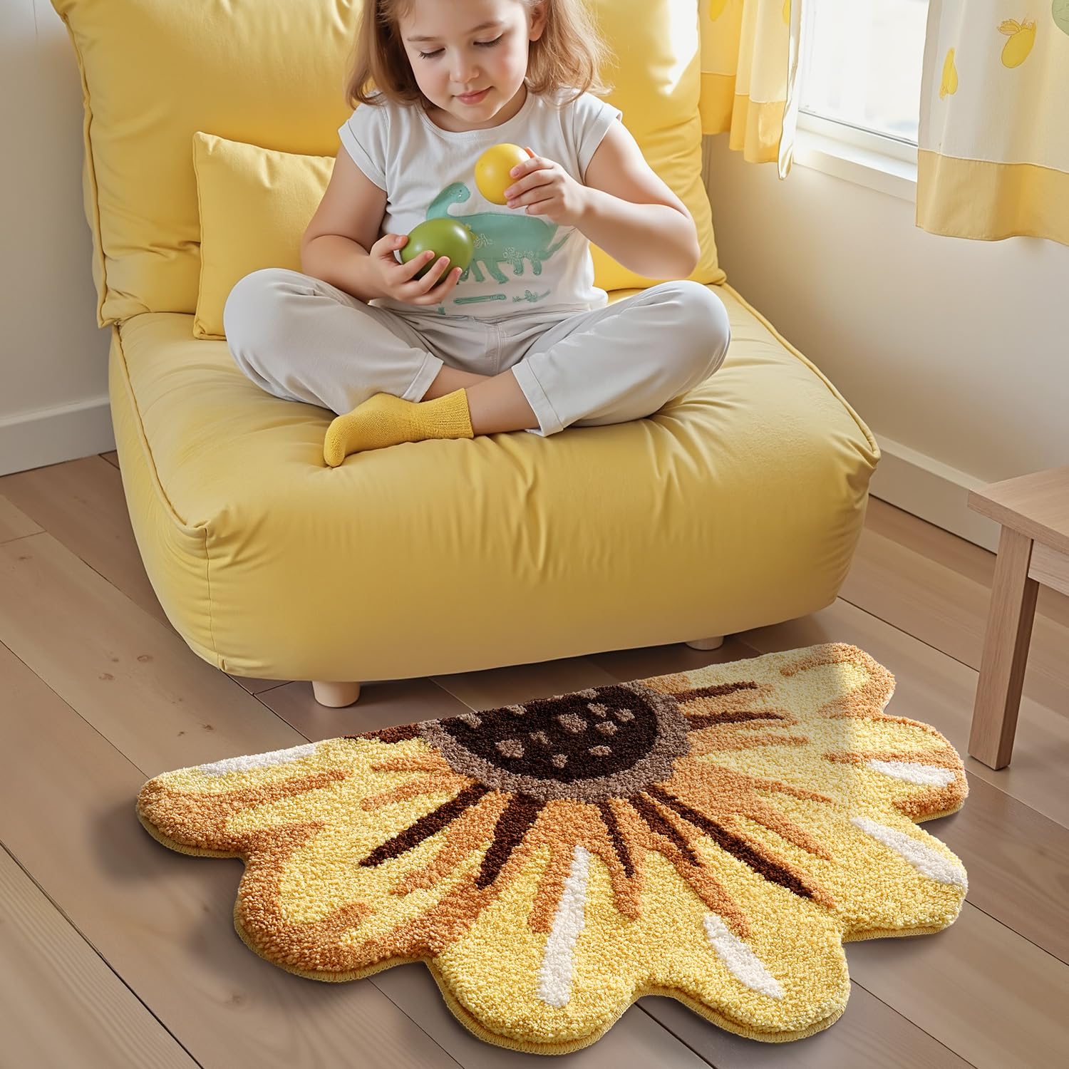 LUMI Floral Bath Mat non-slip backing keeps rug secure on tile.