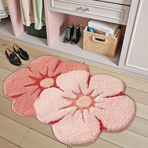 LUMI Flower Bath Rug is absorbent for quick moisture pickup in bathrooms.