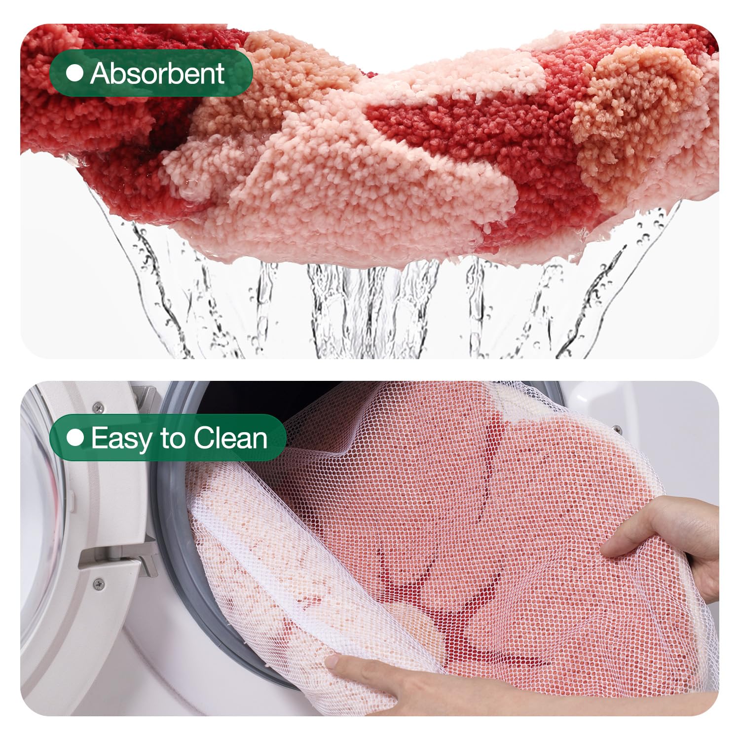 LUMI Flower Bath Rug near the kitchen sink absorbs spills and reduces mess.