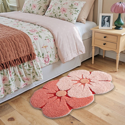 LUMI Flower Bath Rug as living room accent combining style and function.