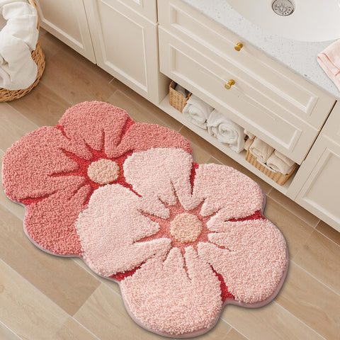 LUMI Flower Bath Rug is machine washable for easy cleaning between uses.