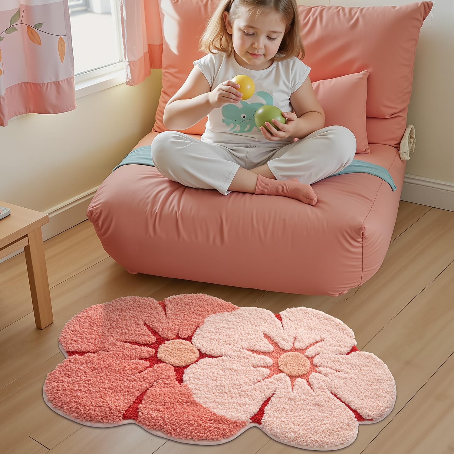 LUMI Flower Bath Rug with non-slip backing for safer steps on wet surfaces.