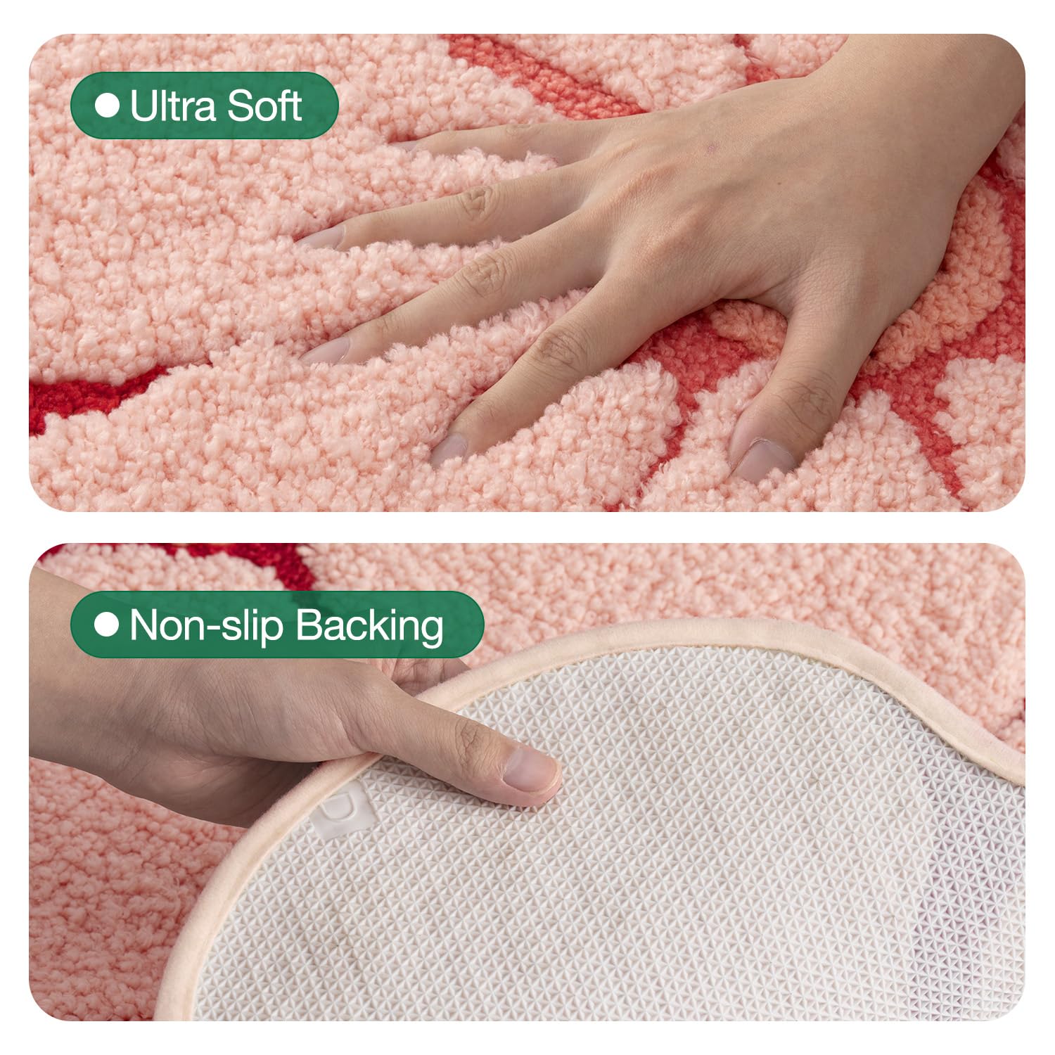 LUMI Flower Bath Rug in a bedroom setup adds cozy, decorative touch.