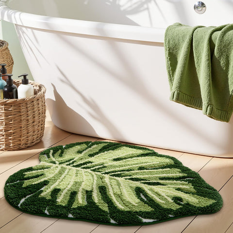 LUMI machine-washable Monstera rug cleans easily after daily use.