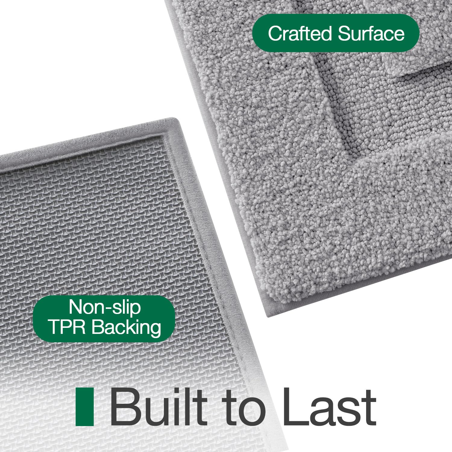 LUMI machine-washable bath rug maintains softness and absorbency after repeated washes