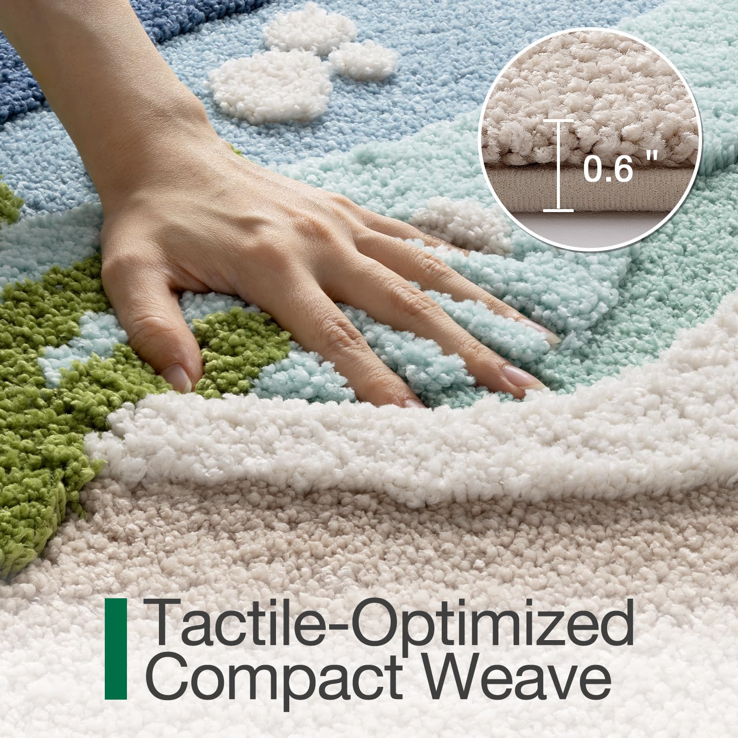 LUMI Non-slip backing keeps the mat in place on wet surfaces.