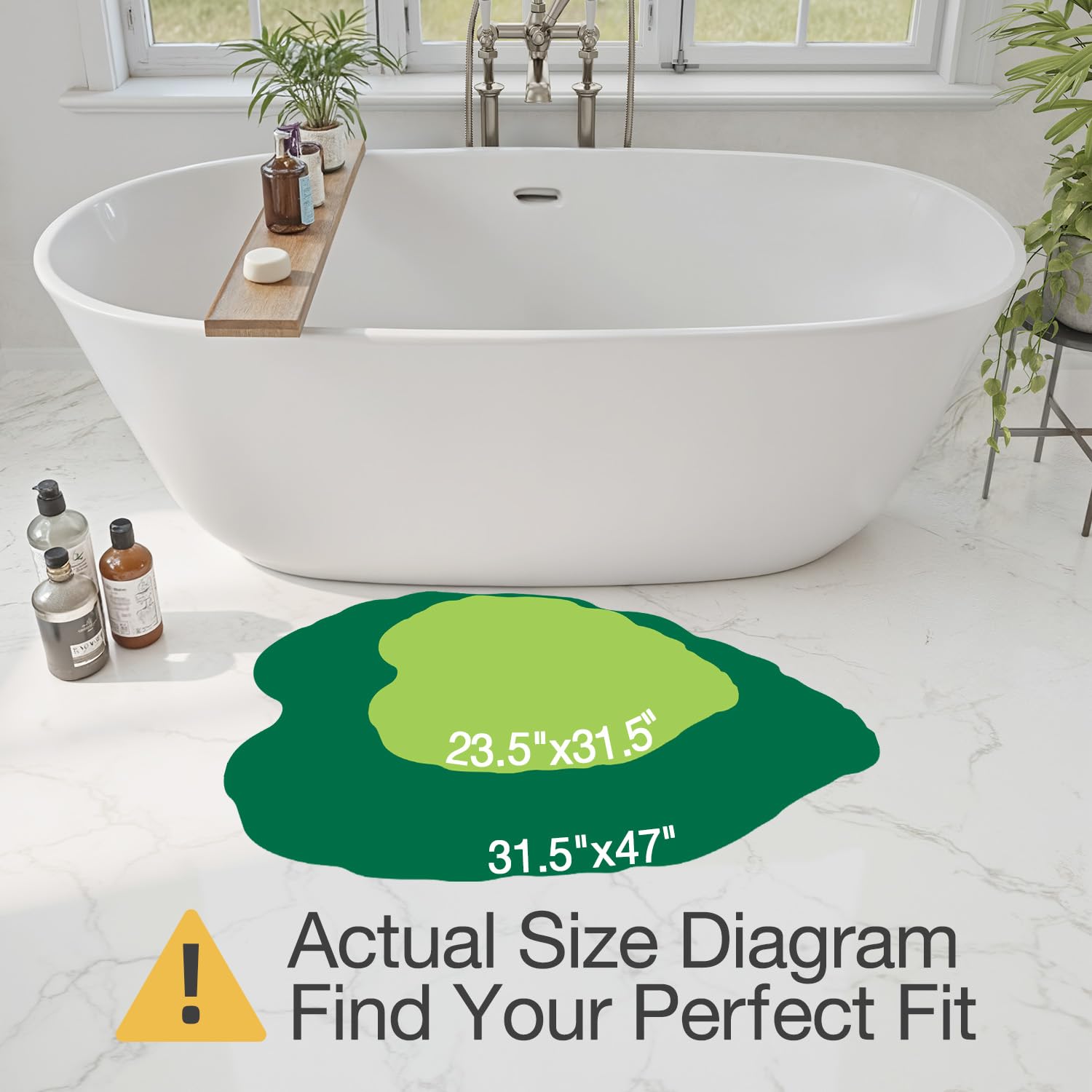 LUMI plush microfiber rug feels soft and dries quickly after showers.
