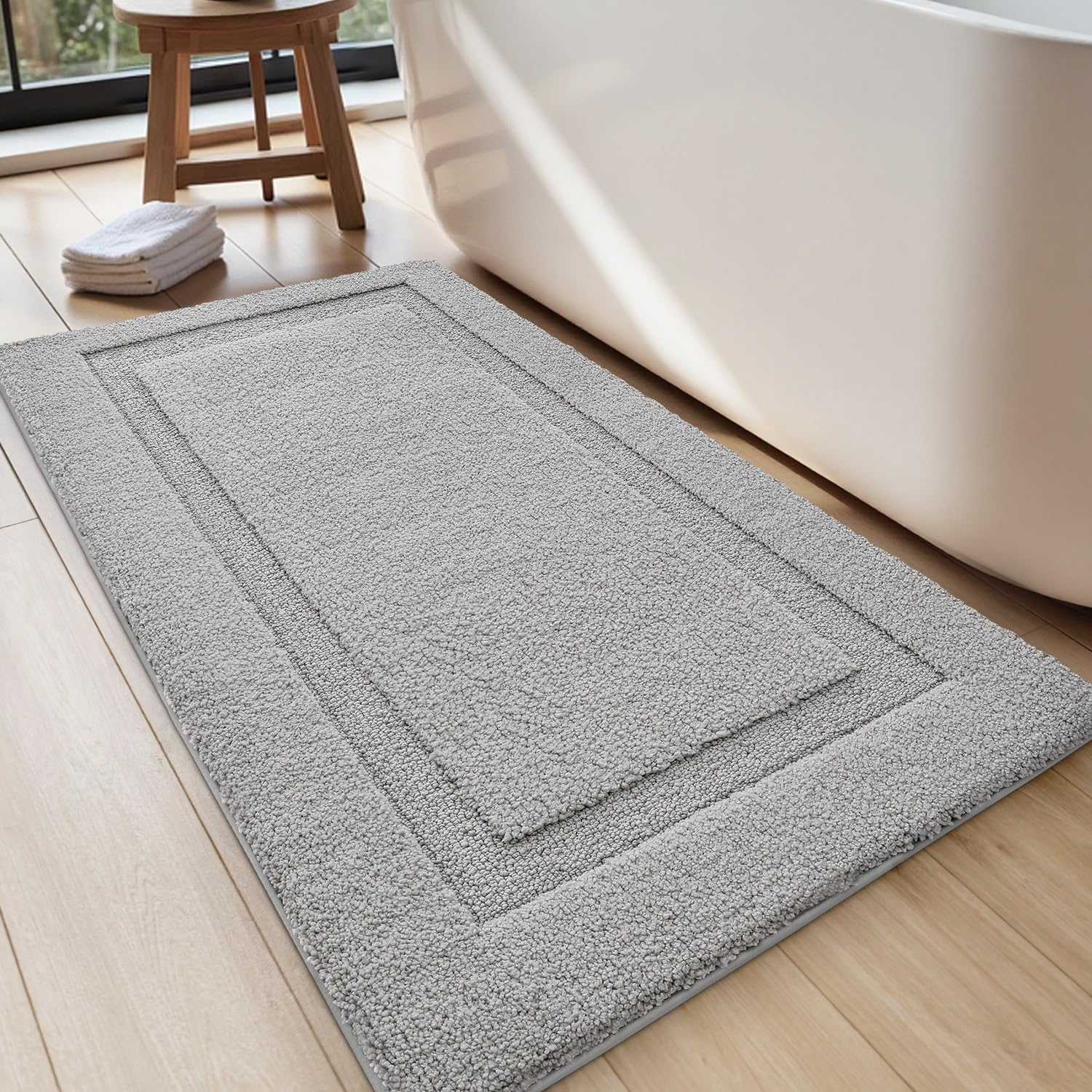 LUMI soft plush floor mat for bathroom, enhances comfort underfoot
