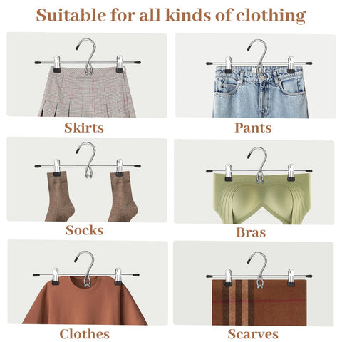 Lumigens multi-functional hangers adapt for pants skirts jeans and more.