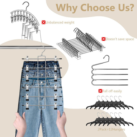 Lumigens non-slip clip pants hangers keep clothes secure.