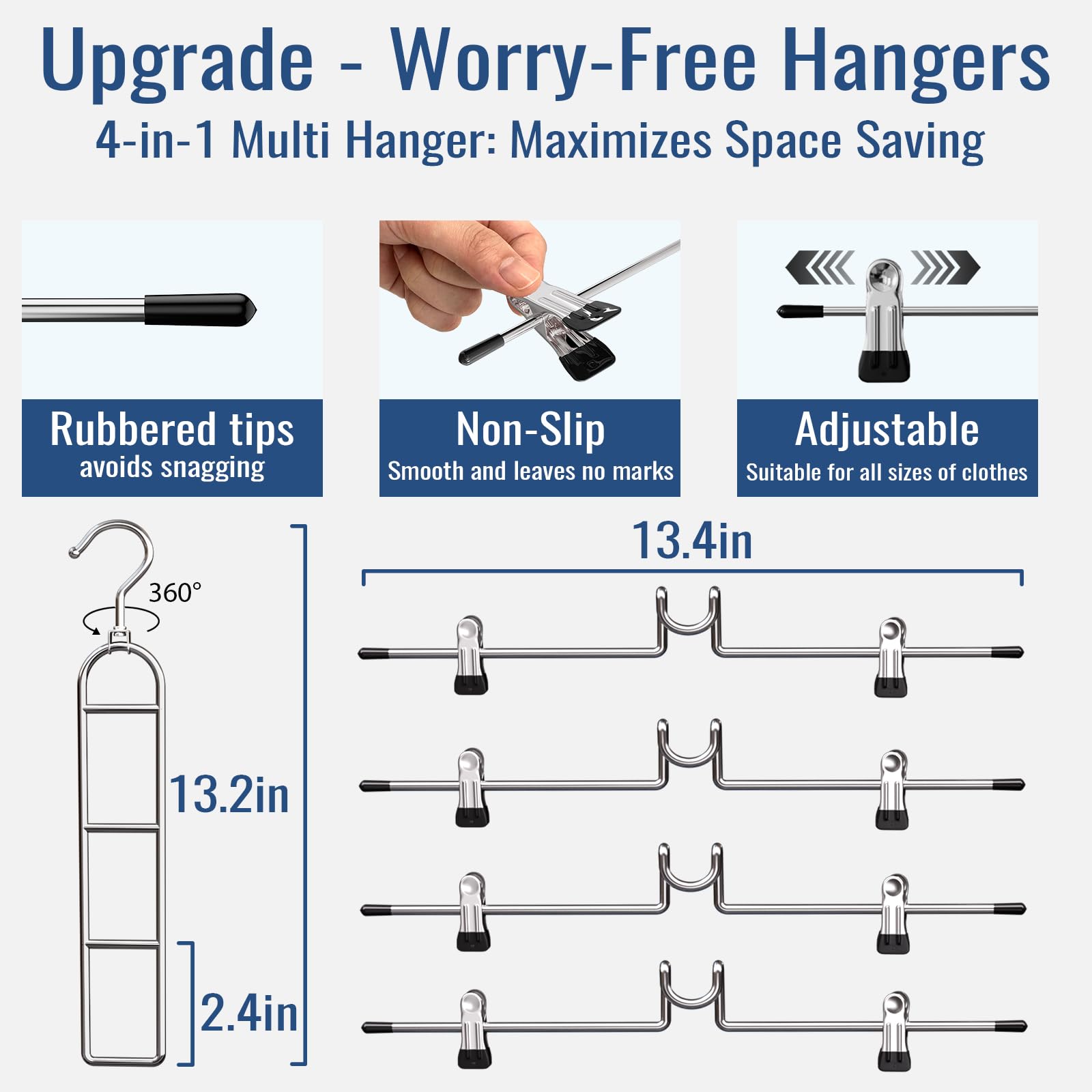 Lumigens hangers with clips simplify daily outfit selection.
