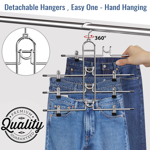 Lumigens hanger with detachable crossbar provides easy access to each item.