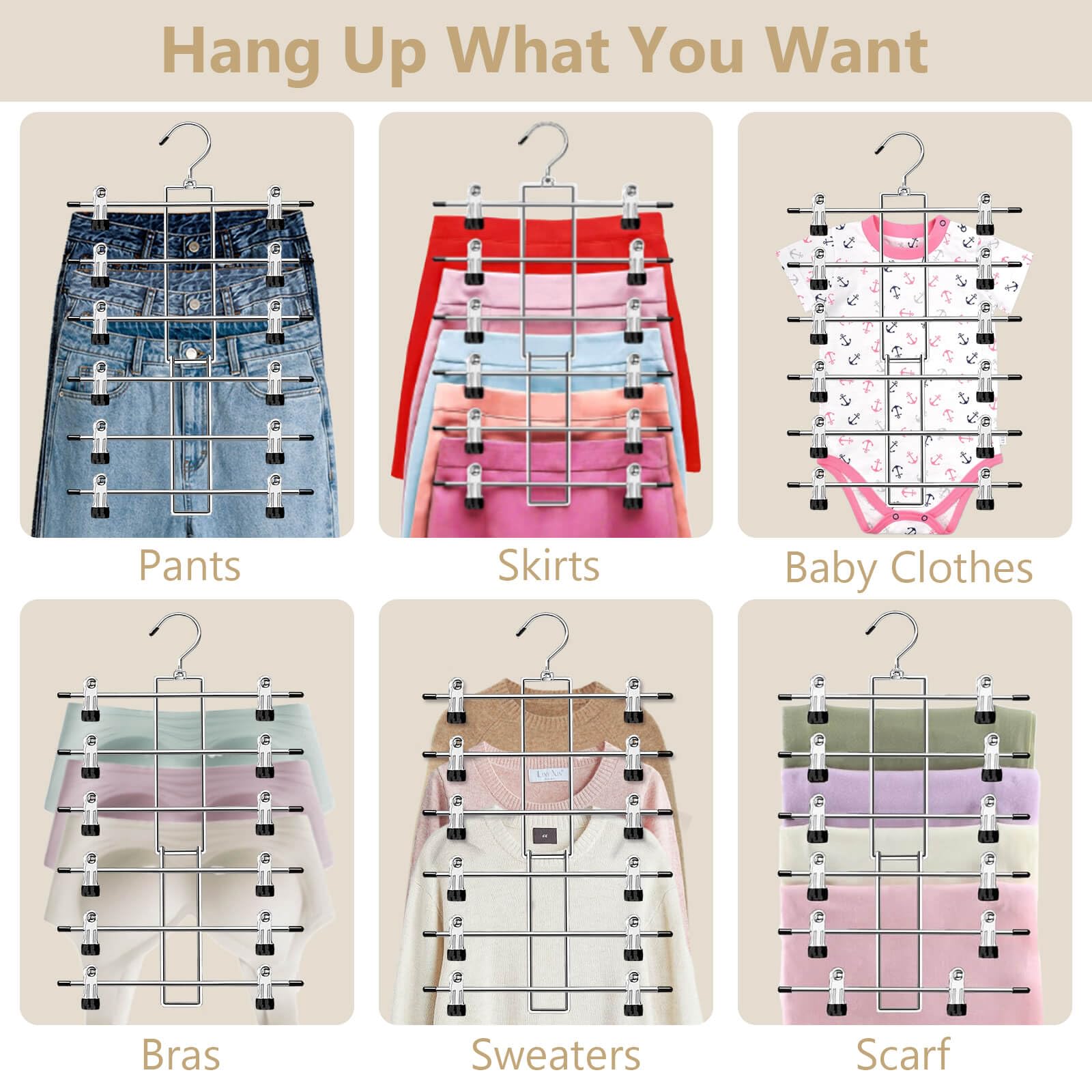 Lumigens space-saving wardrobe hangers maximize closet capacity.