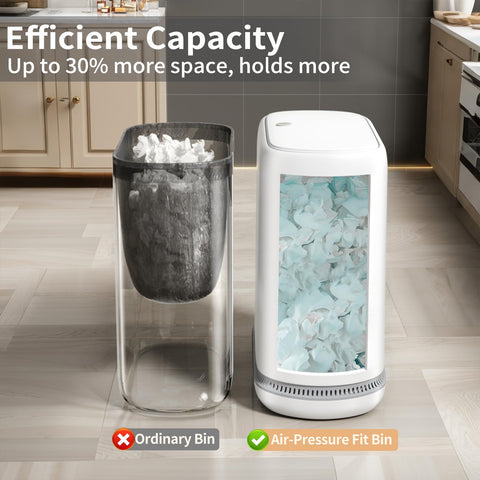 Lumihom slim 6-inch trash bin fits narrow spaces in bathrooms and closets.