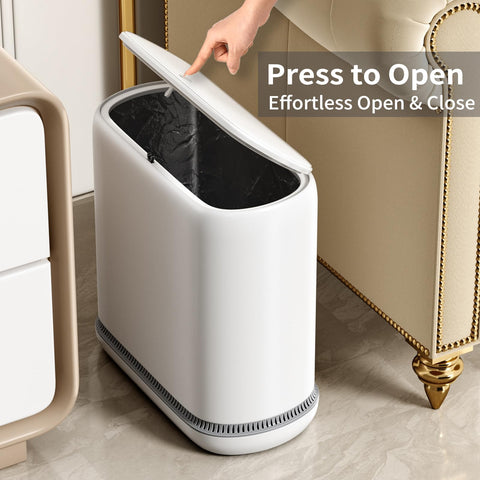 Lumihom durable plastic waste bin is easy to wipe clean.