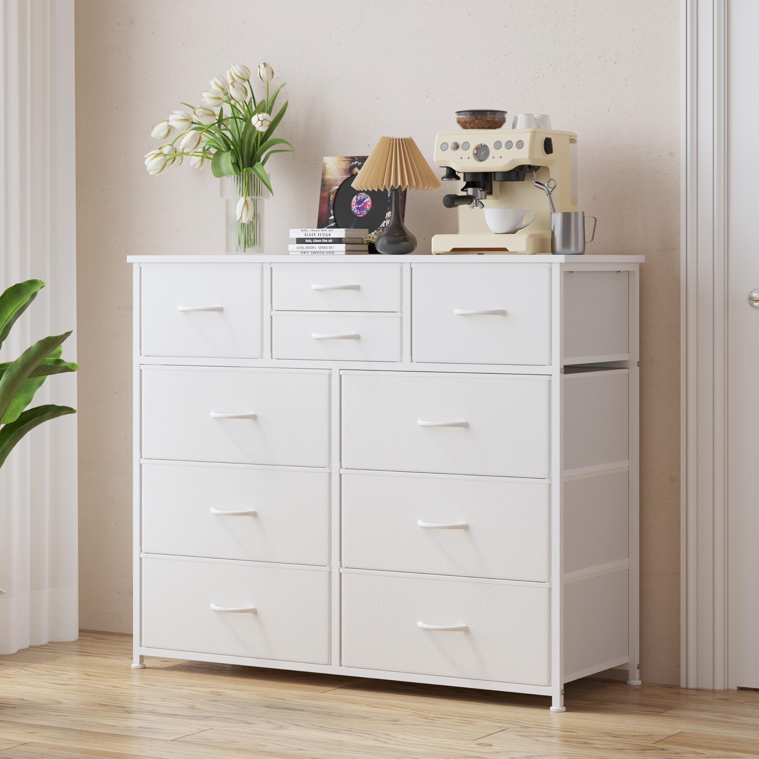 Lumtok 10-drawer dresser with two small deep drawers for delicate items.