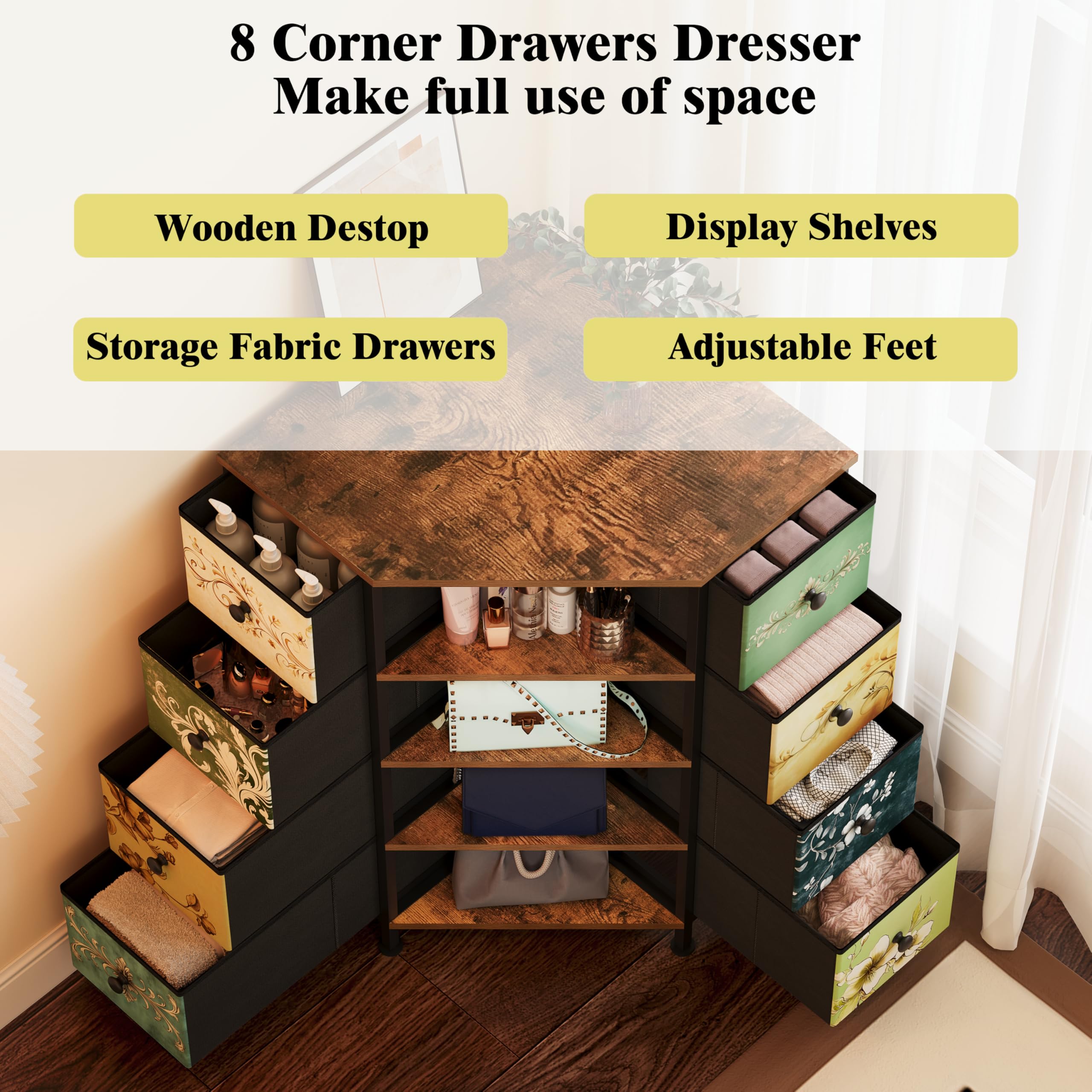 LUMTOK bedroom corner setup, showcasing tidy, clutter-free morning routines.