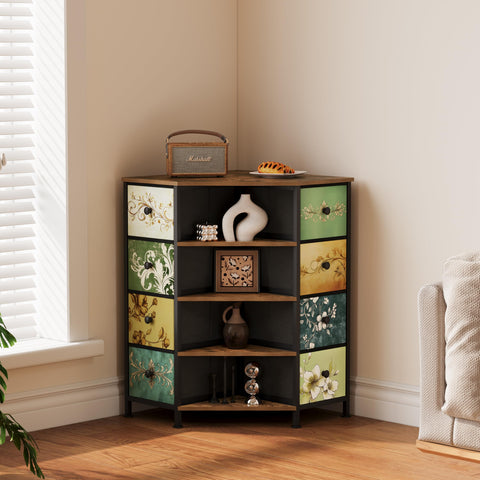LUMTOK living room arrangement, combining storage with retro styling.
