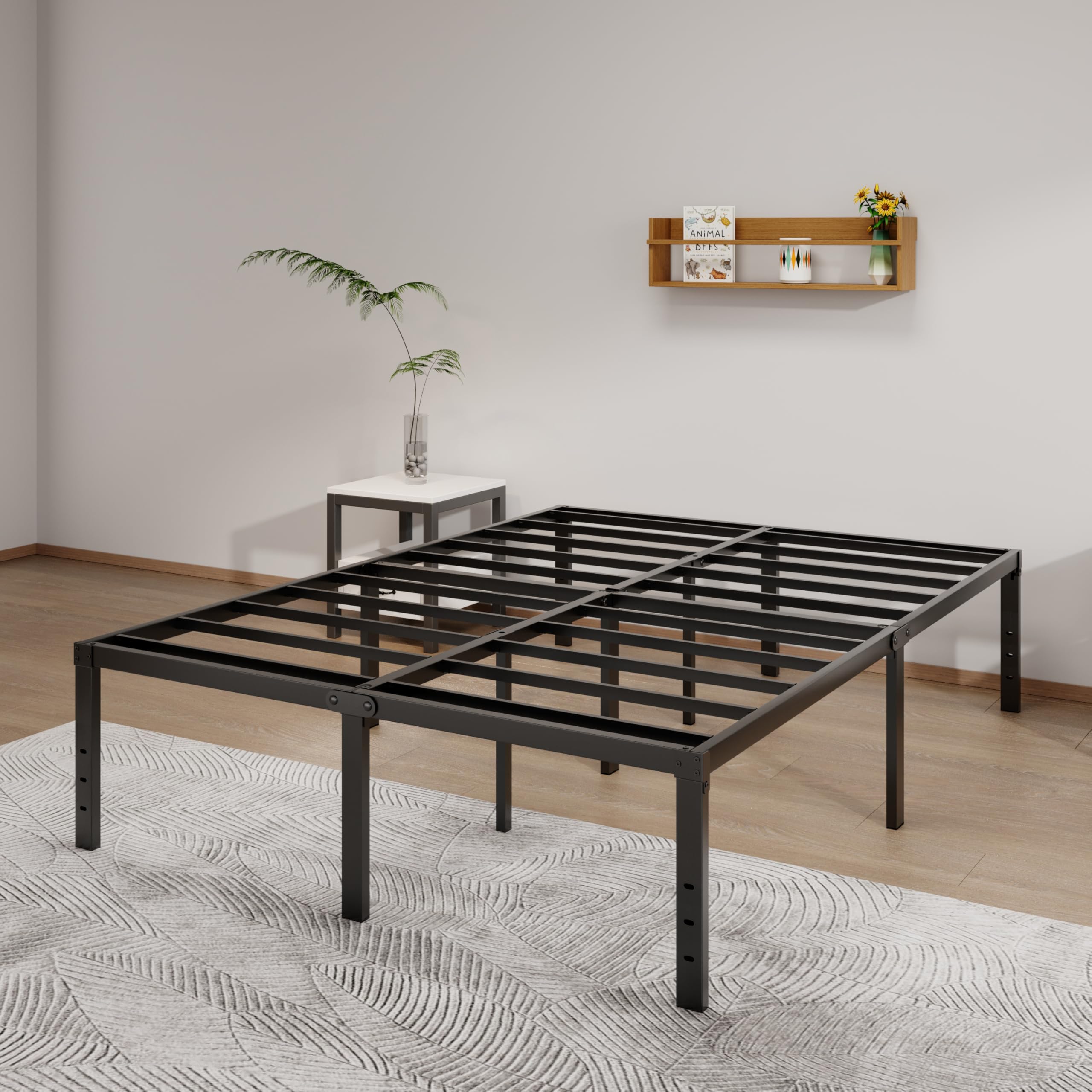 LUMUNANCE bed frame leg holes enable headboard or footboard attachment.