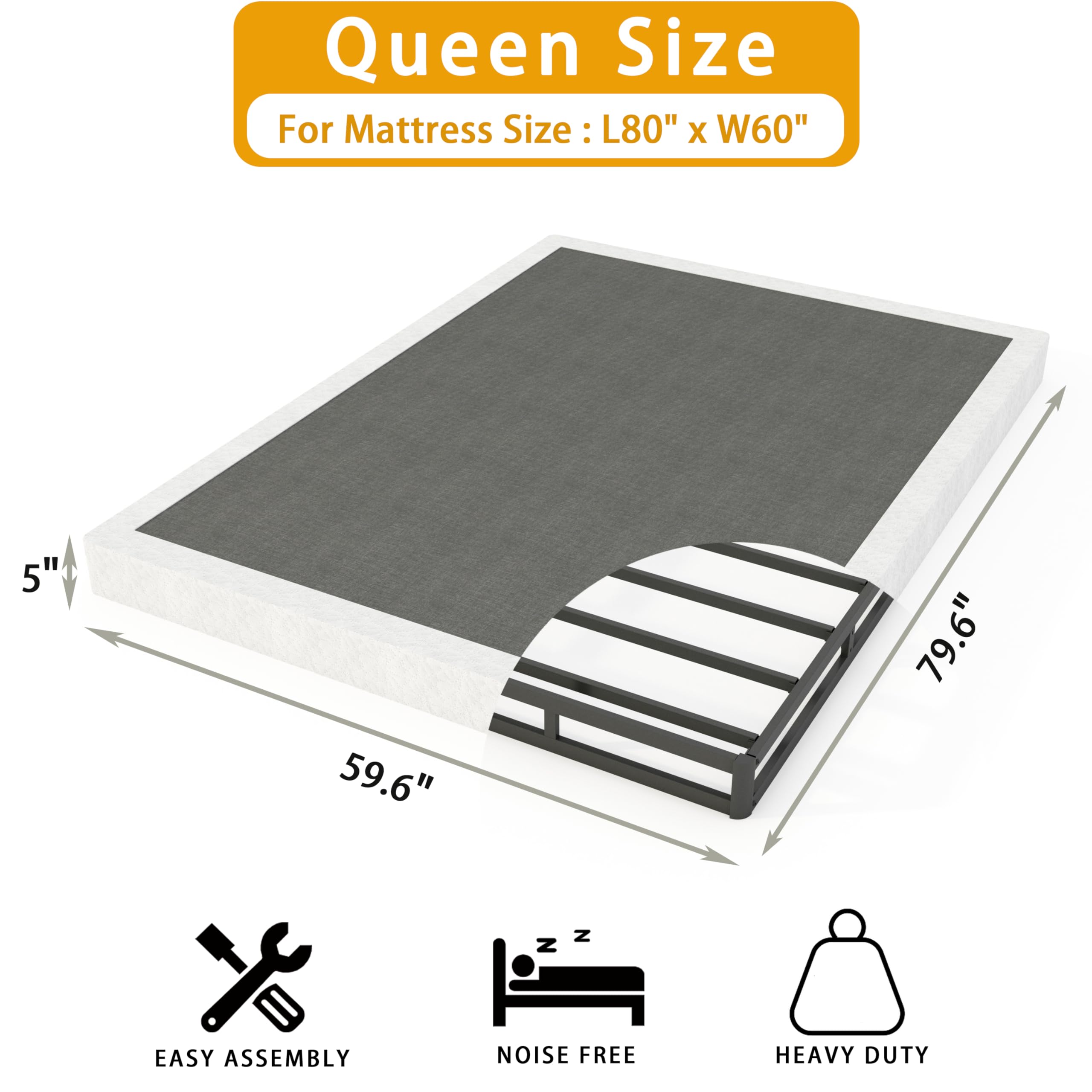 LUMUNANCE box spring queen assembly hardware—fast setup with included tools and guide.