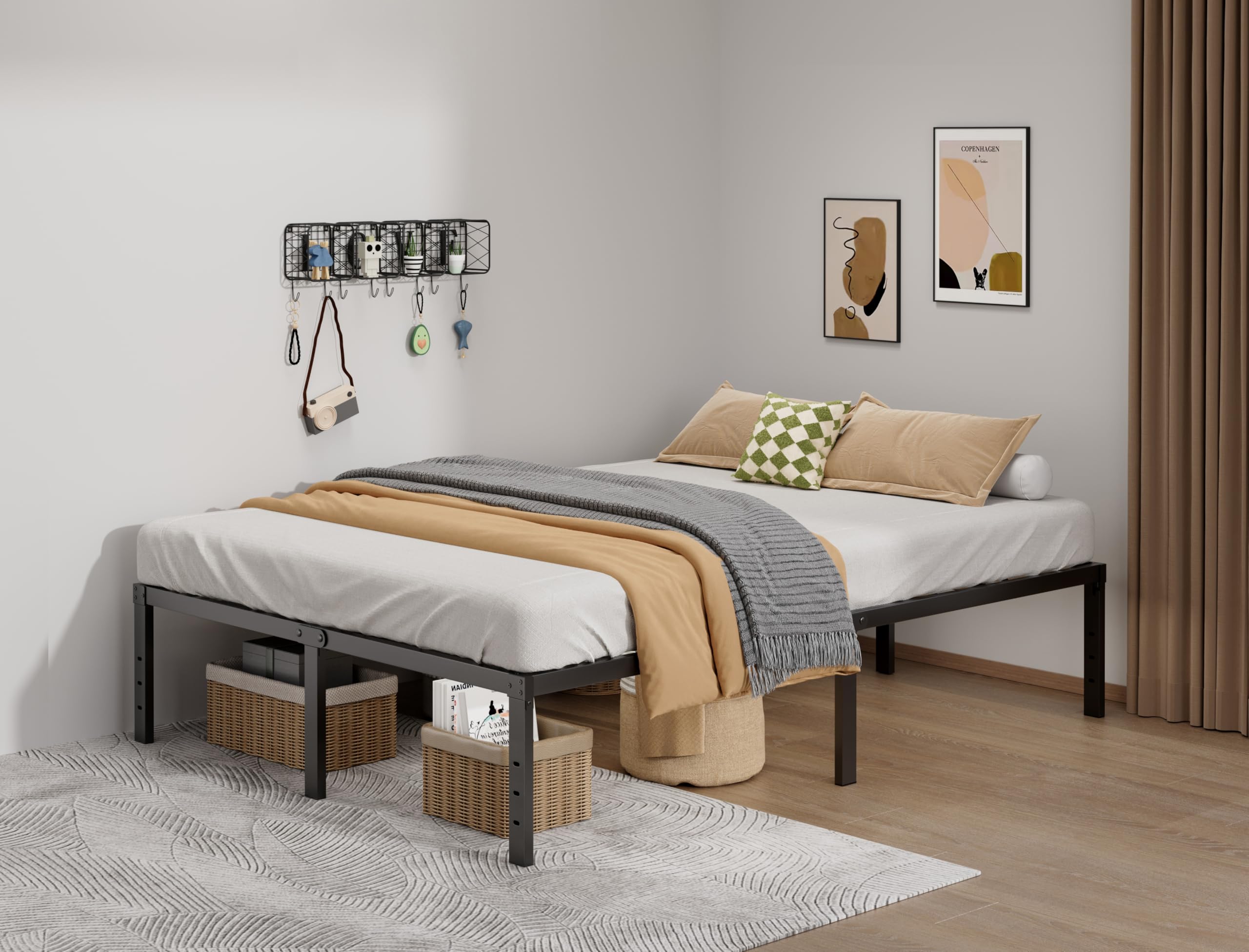 Lumunance full bed frame 16-inch assembly illustrates easy, tool-included setup for quick bedroom readiness