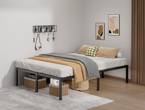 Lumunance full bed frame 16-inch assembly illustrates easy, tool-included setup for quick bedroom readiness