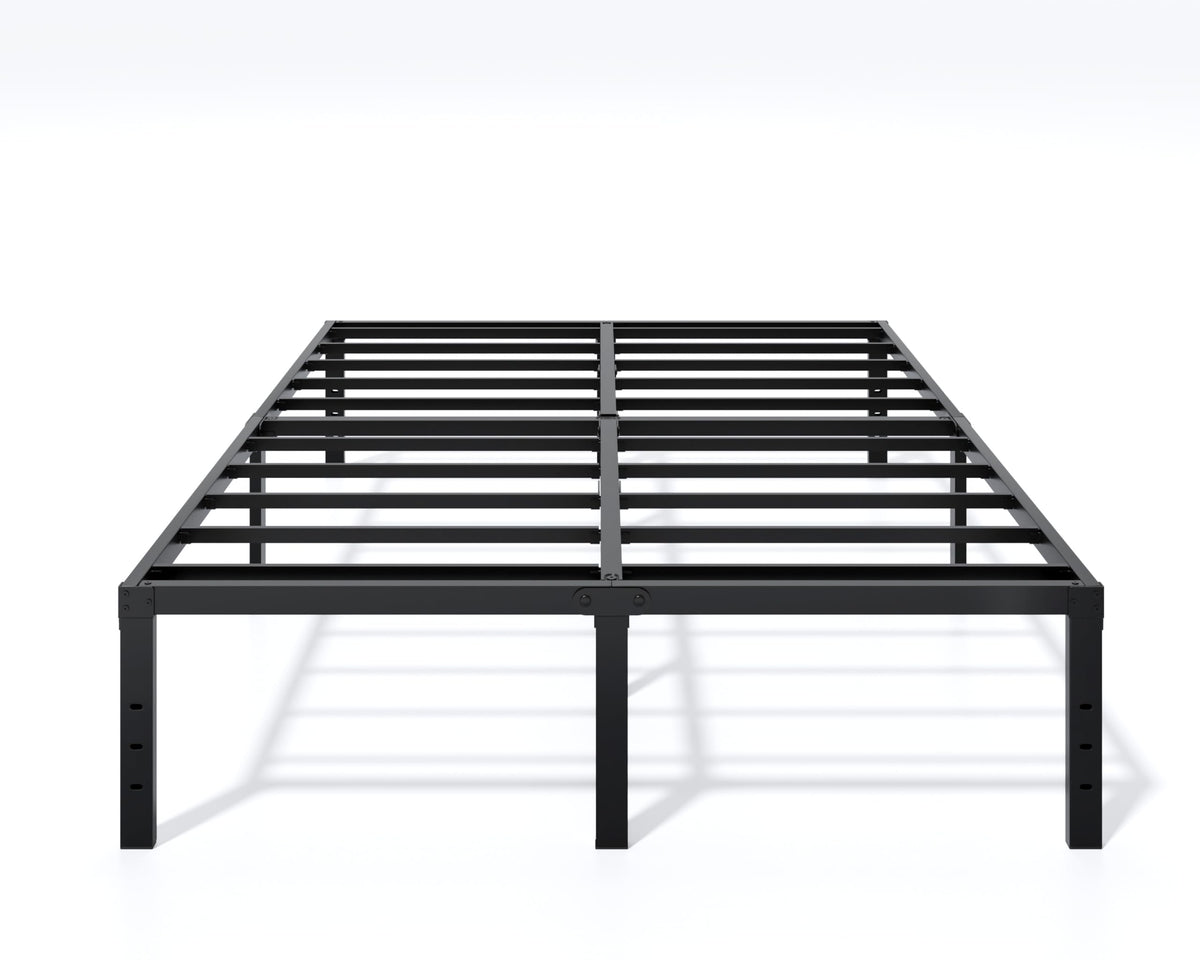 Lumunance full bed frame 16-inch side view shows sturdy metal construction for long-lasting support