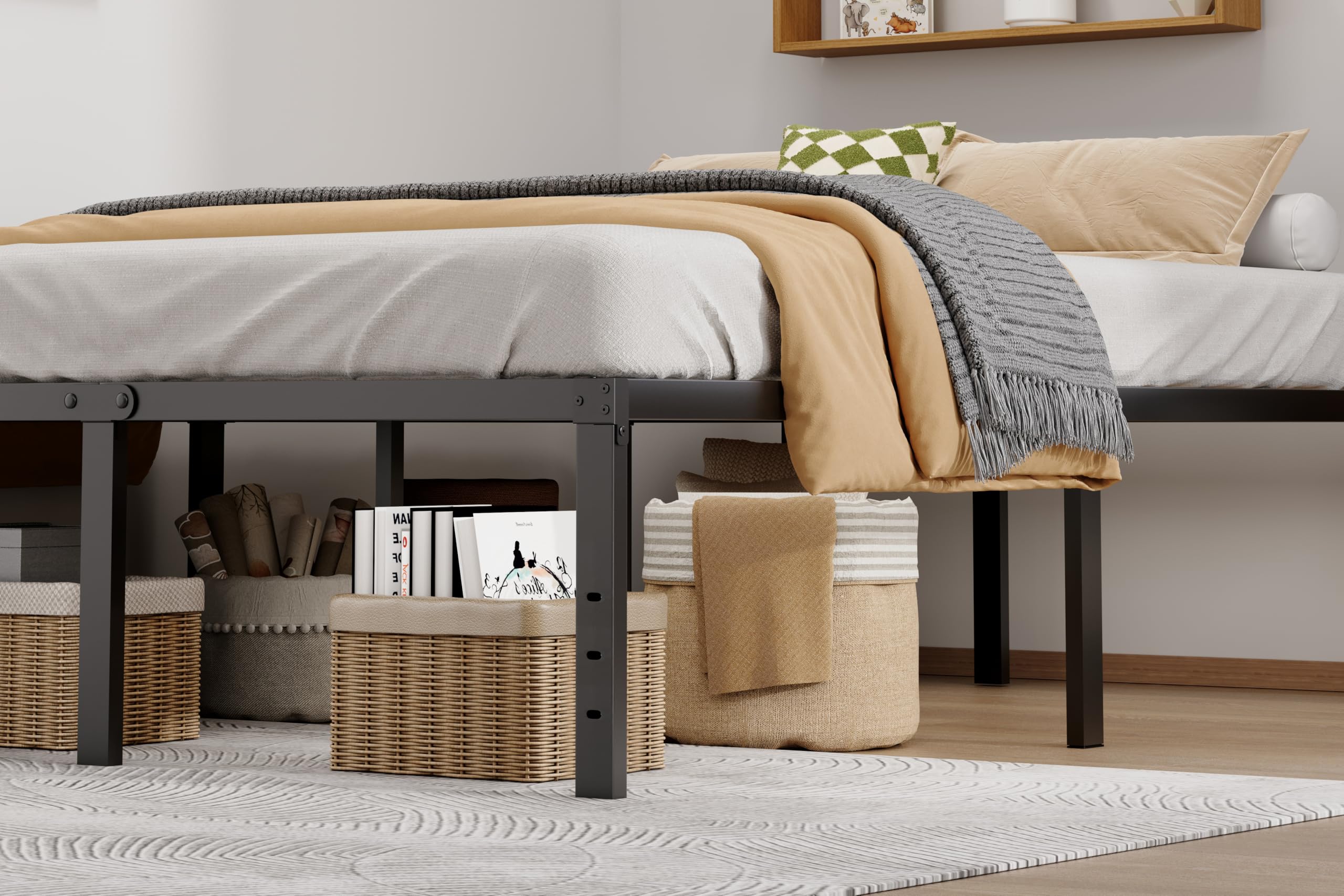 LUMUNANCE heavy-duty metal frame provides robust support for various mattresses.