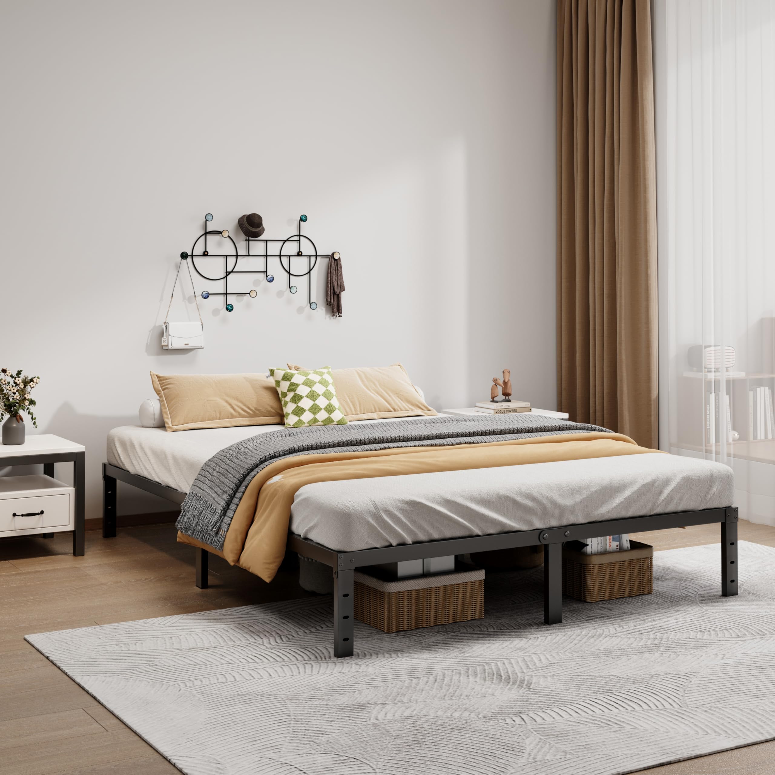 LUMUNANCE bed frame full size with no box spring needed for streamlined mattress setup
