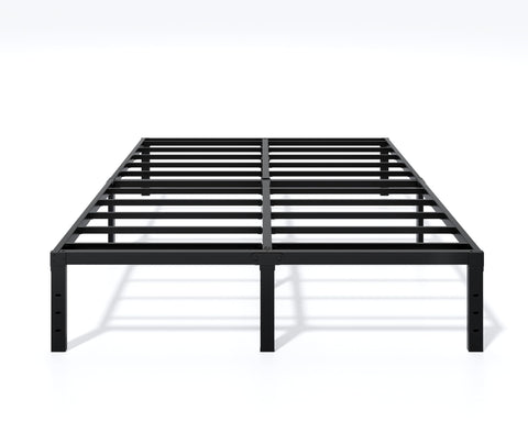 Lumunance full-size metal bed frame side view with sleek minimalist design