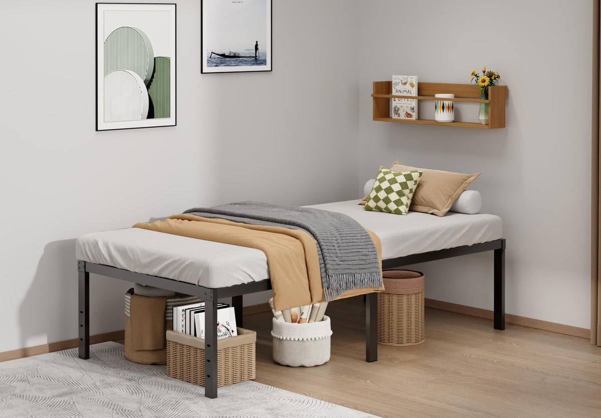 LUMUNANCE Twin XL bed frame assembly close-up showing sturdy hardware
