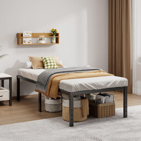 Lumunance metal frame twin bed demonstrates sturdy construction for steady sleep.