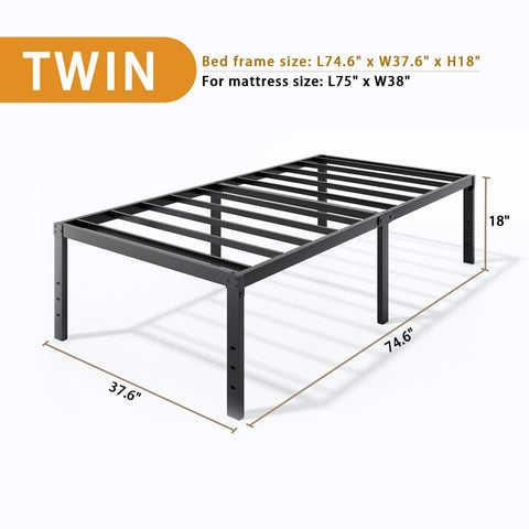 Lumunance no-box-spring-needed twin frame supports mattresses directly.