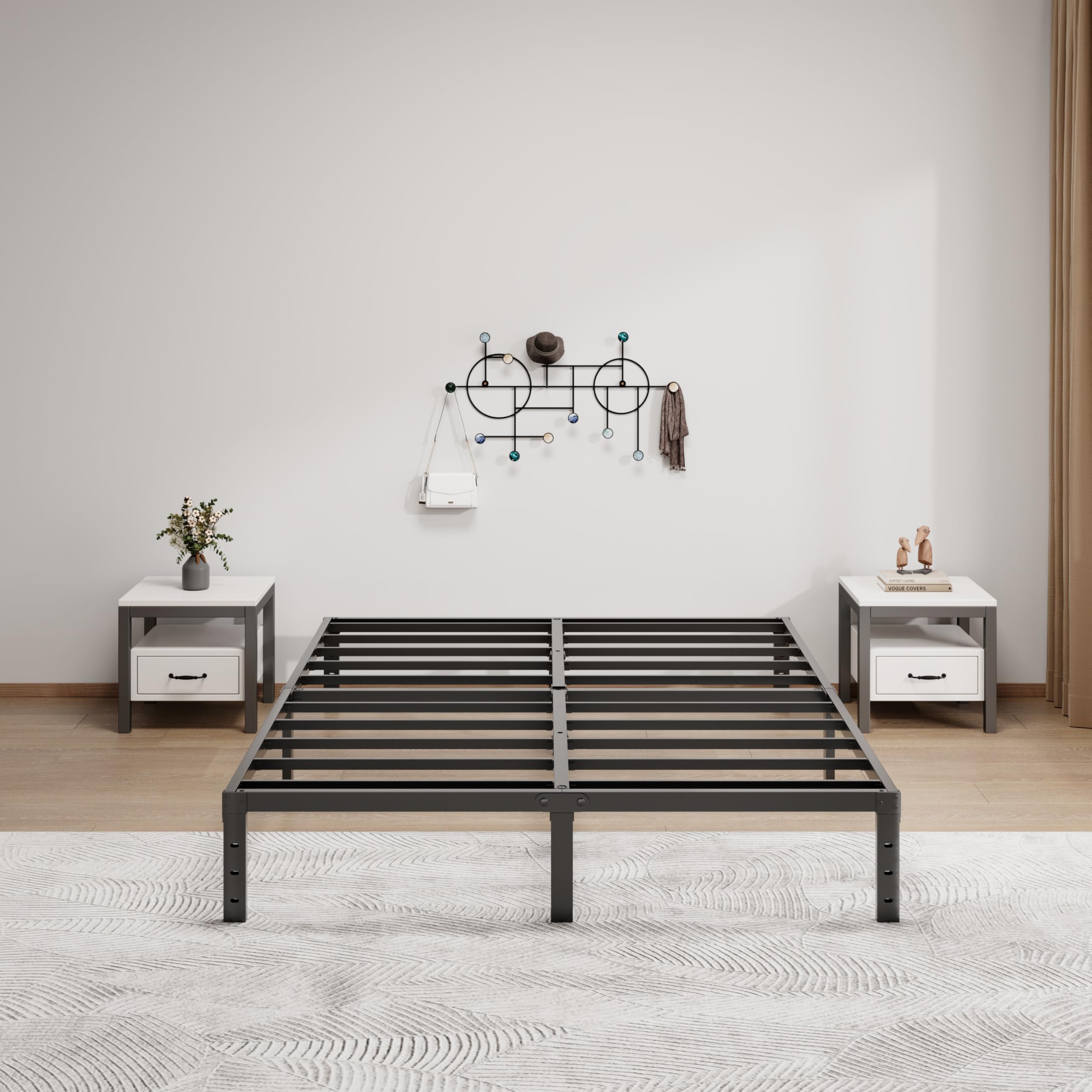LUMUNANCE sturdy metal bed frame 12in assembly example shows robust build.