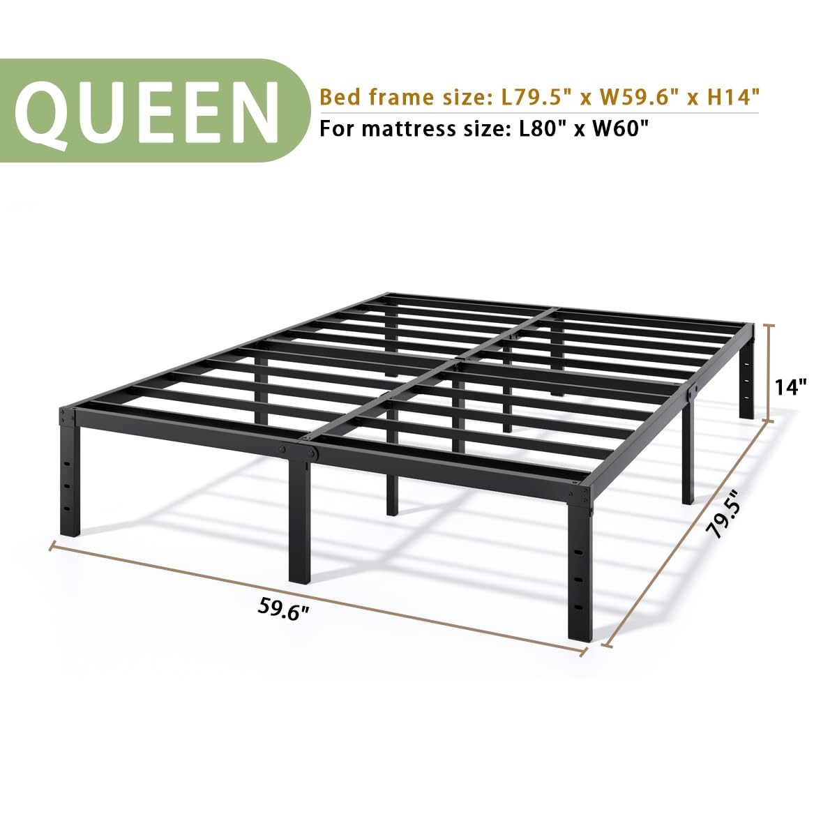 LUMUNANCE quiet steel bed frame reduces motion and noise for better sleep.