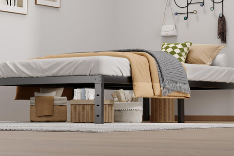 Lumunance Twin XL bed frame no box spring required supports the mattress directly.