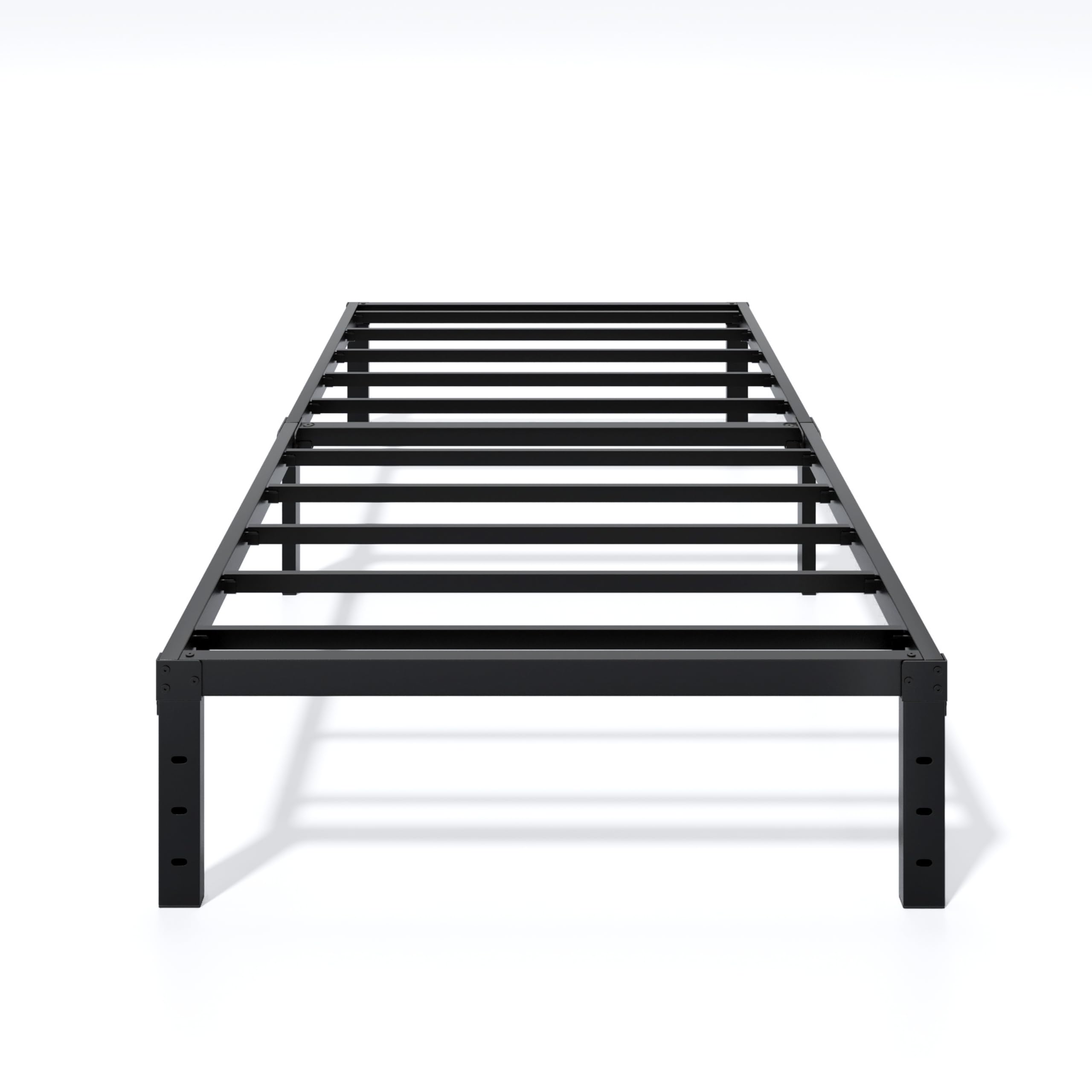Lumunance Twin XL bed frame side view showing sturdy metal construction for stable support.