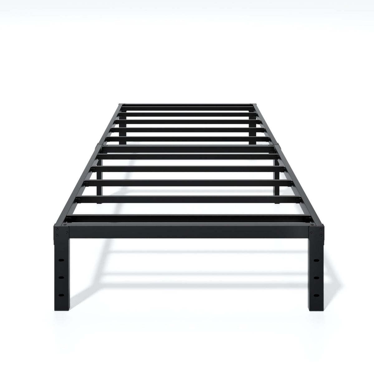 Lumunance Twin XL bed frame side view showing sturdy metal construction for stable support.