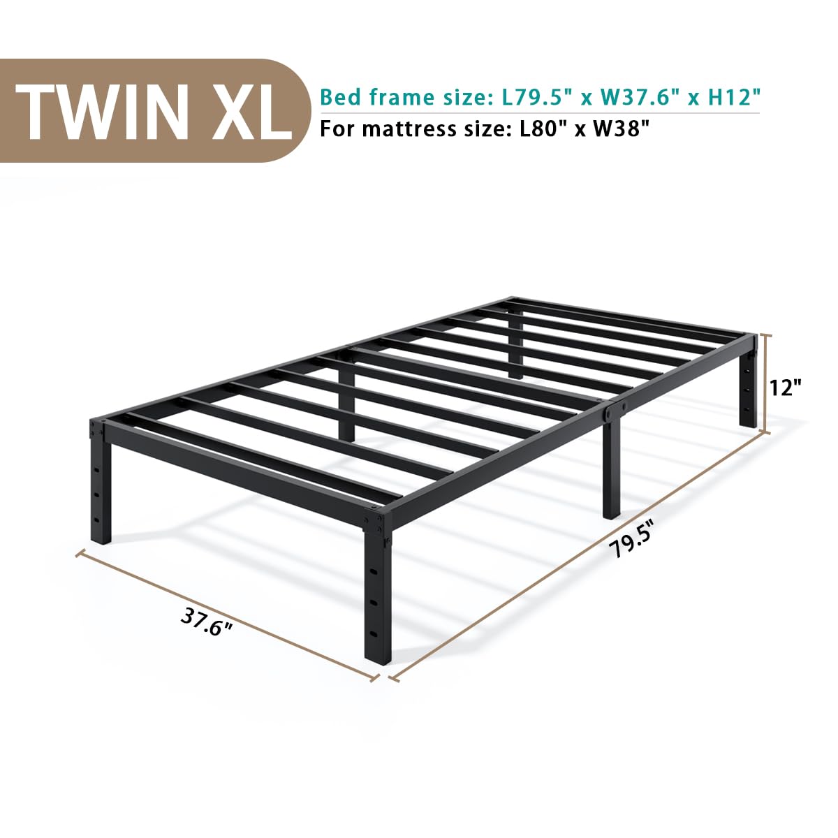 Lumunance Twin XL bed frame under-bed storage reveals extra space for organization.