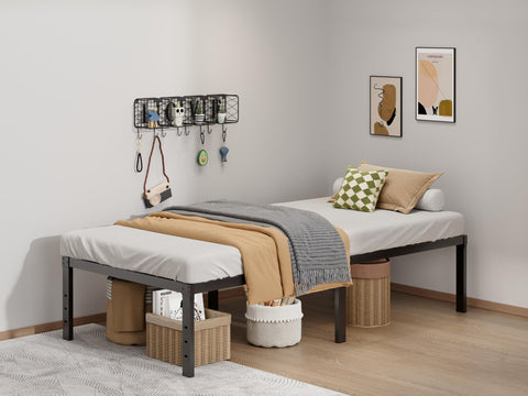 Lumunance Twin XL metal bed frame front view showing sturdy, quiet sleep foundation