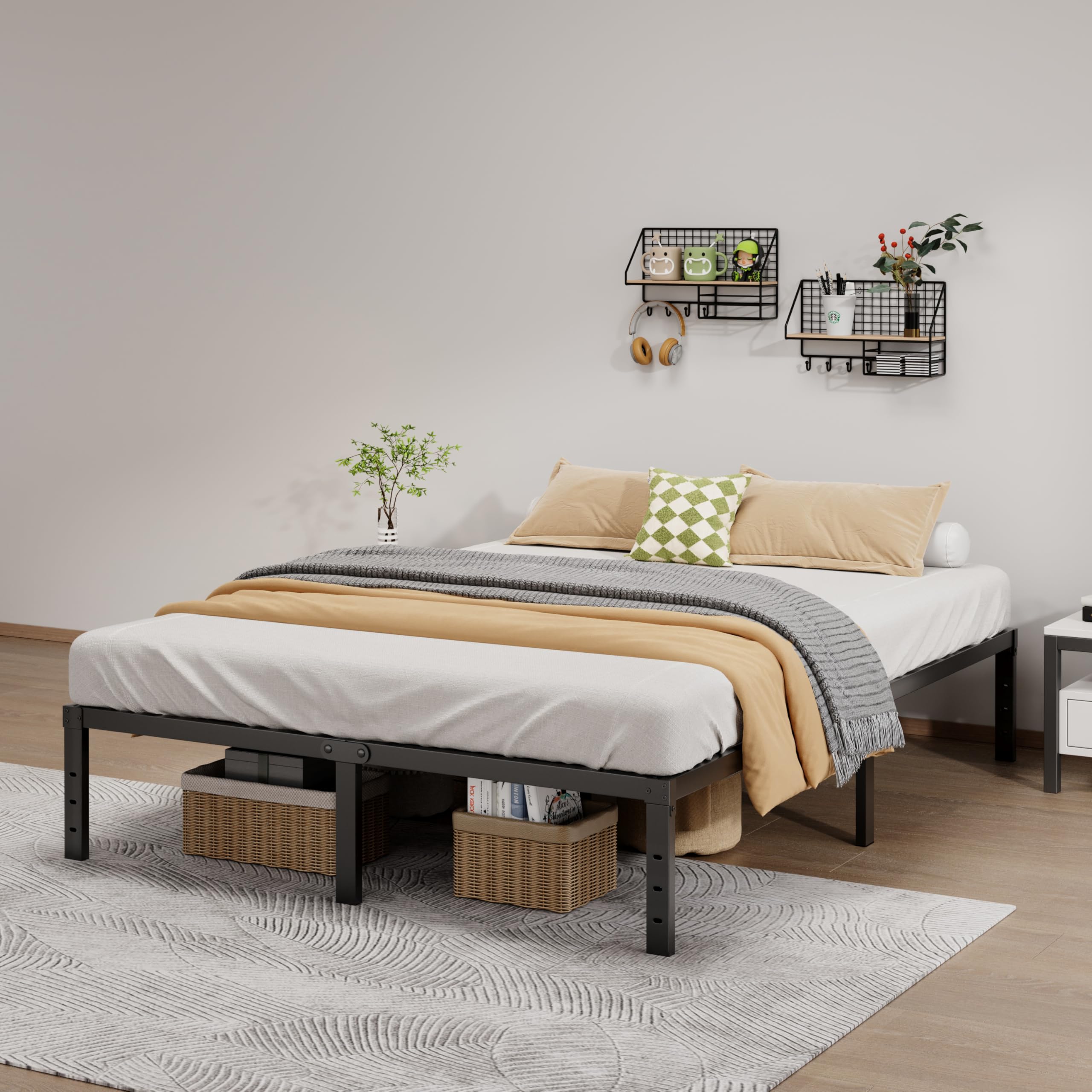 LUMUNANCE underbed storage space leveraging the 14-inch profile for clutter control.