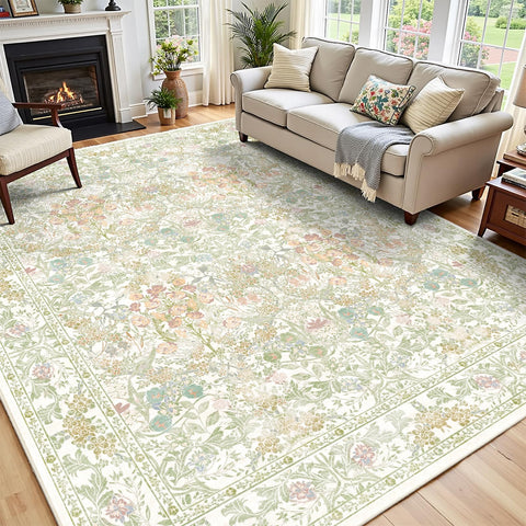 Lunasun sage-green floral pattern detail enhances living room ambiance.