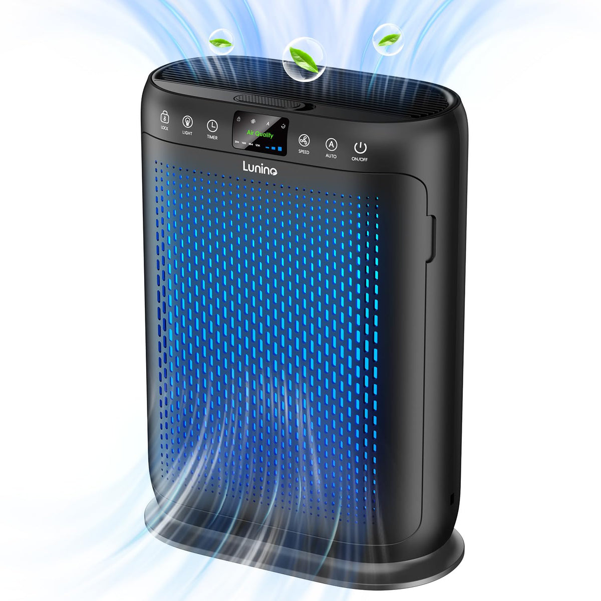 LUNINO air purifier large-room front view showing clean design and large coverage.