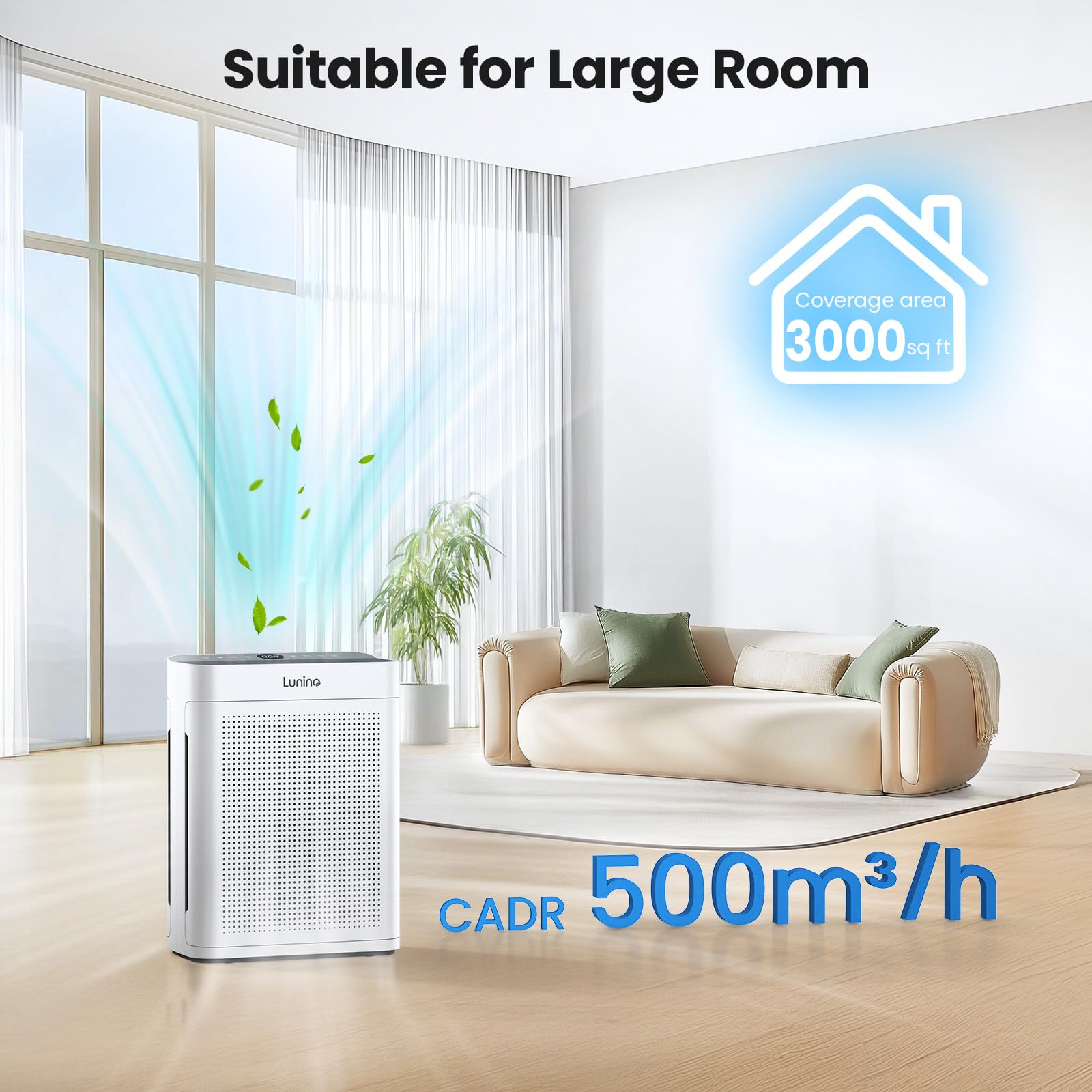 LUNINO PM2.5 display shows real-time air quality at a glance