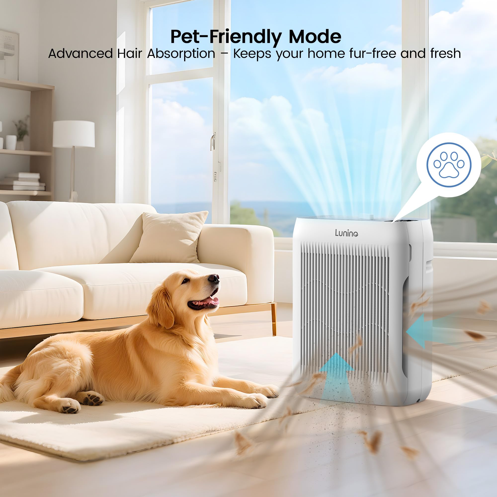 LUNINO air purifier sleep mode with aroma diffuser for quiet nights
