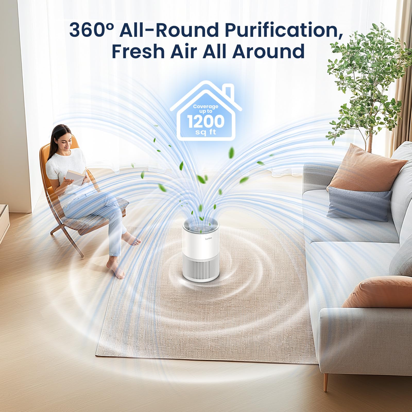 LUNINO-h13-hepa-filter captures 99.97 percent of pollutants for cleaner air.