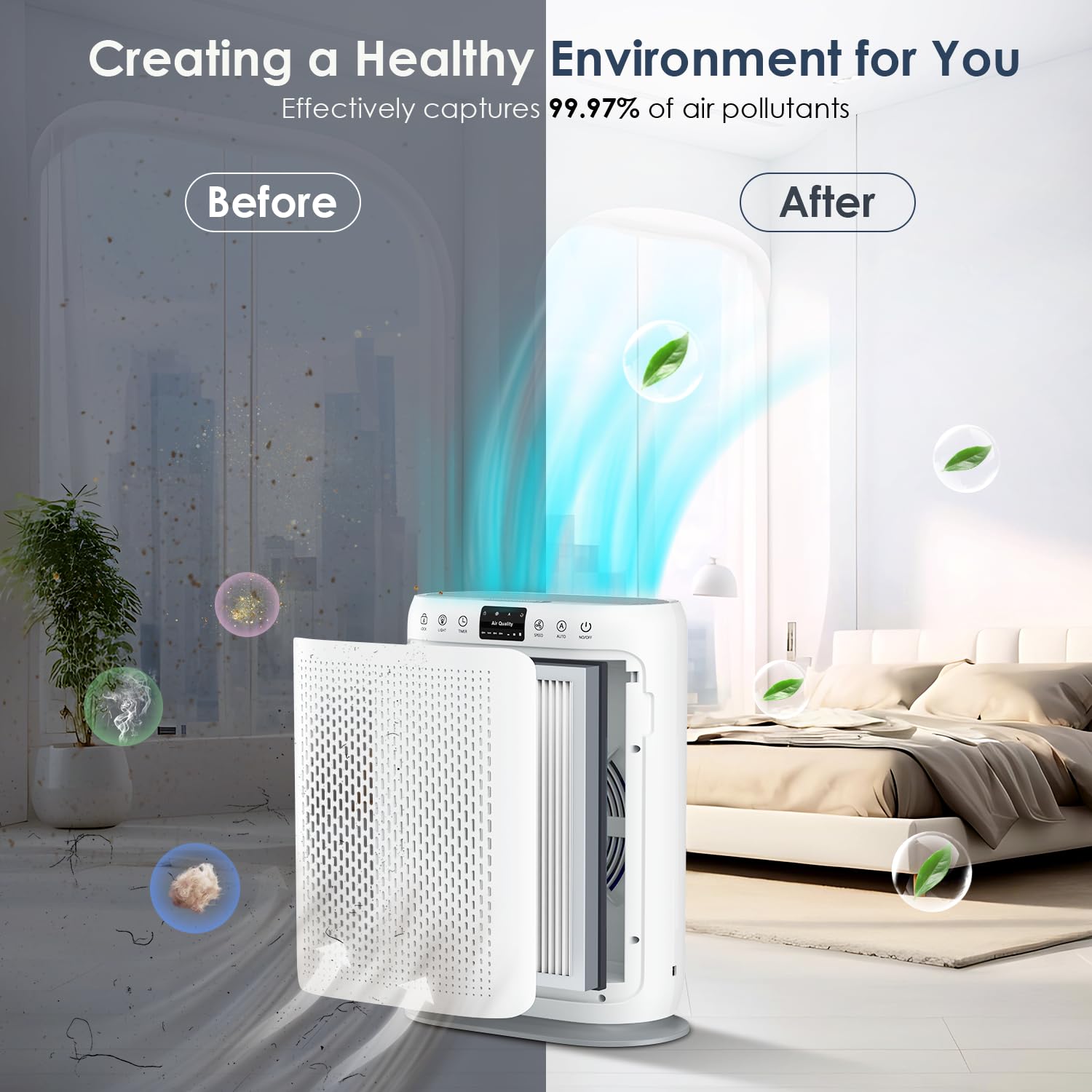 LUNINO H13 in sleep mode with night light for quiet, relaxed nights.